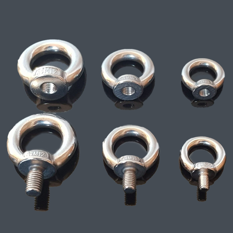 Ringschraube und Ringmutter poliert A4 DIN580-DIN582, beide Produkte abgebildet